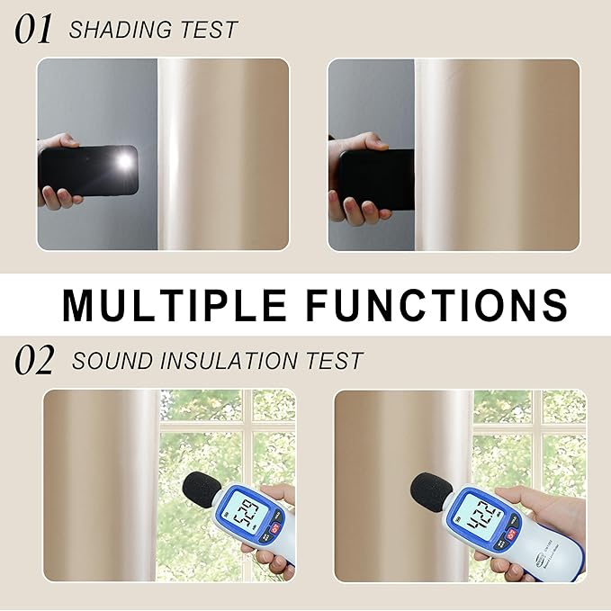 XWZO 100% Blackout Curtain Panels - Double Layer Full Room Darkening & Energy Efficiency Rod Pocket Window Panels with Tiebacks for Bedroom/Living Room, Biscotti Beige, W52 x L45, Set of 2