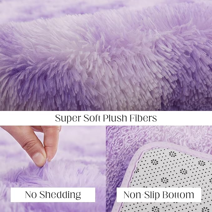 Luxury Area Rug, 6x9 Rugs for Living Room, Ultra Soft Rugs for Bedroom, Non-Slip Indoor Carpet for Nursery, Kids Room, Playroom, Home Decor, Tie-Dyed Purple
