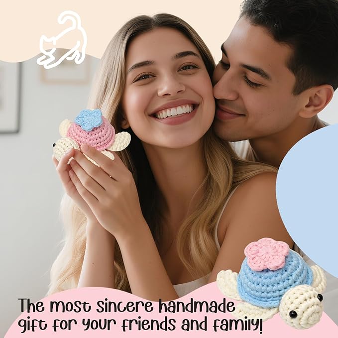 TAKADODO Crochet Kit for Beginners - Learn to Crochet Kits for Adults Beginner with Step-by-Step Video Tutorials - Crochet Kits for Adults and Kids (Turtle)