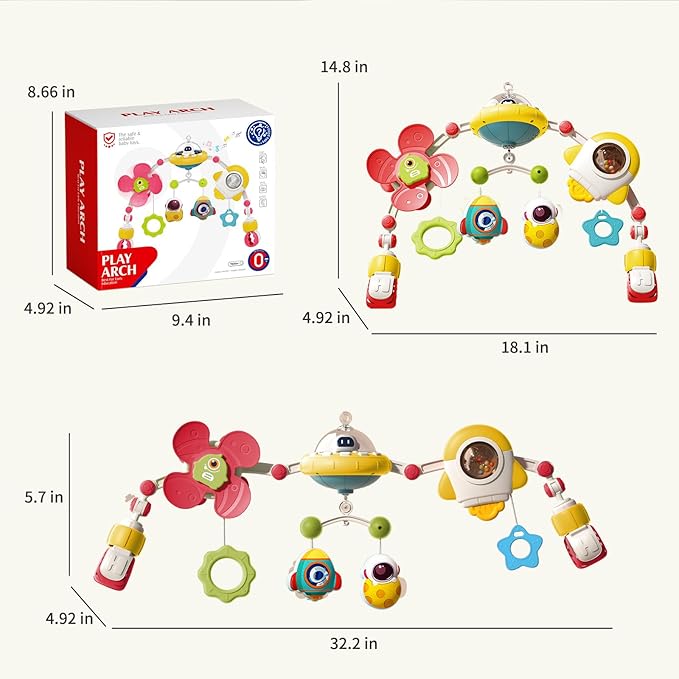 Musical Baby Stroller Arch Toys, Travel Car Seat Toys, Baby Play Arch Crib Accessory Toys, Mobile for Bassinet, Pram Activity Arch Bar Toys for Babies Infants