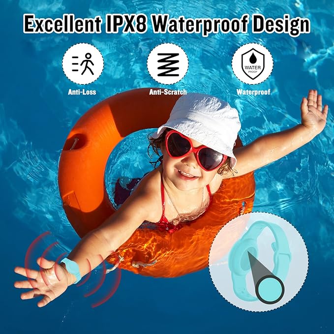 Waterproof AirTag Bracelet for Kids, Hidden Silicone Wristband for AirTag, GPS Tracker Case for Air Tag Holder Strap Band for Child Toddler, Secure Anti-Loss Protection(Mint Green)