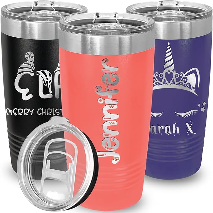 Personalized Tumbler for Women, Custom Name Travel Coffee Mug, Valentines Day Gifts for Her, Mother’s Day Gift for Mom, Sports Tumbler, Birthday Gift Idea, Gift for Her (Coral, 20oz)