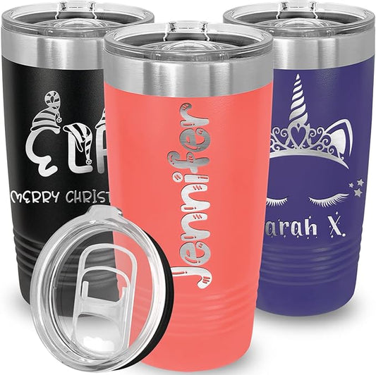 Personalized Tumbler for Women, Custom Name Travel Coffee Mug, Valentines Day Gifts for Her, Mother’s Day Gift for Mom, Sports Tumbler, Birthday Gift Idea, Gift for Her (Coral, 20oz)