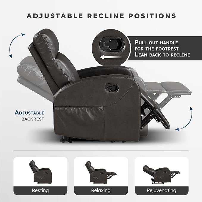 Lexicon Manual Reclining Sofa, Faux Leather Recliner Sofa, Wall Hugger - Image 4