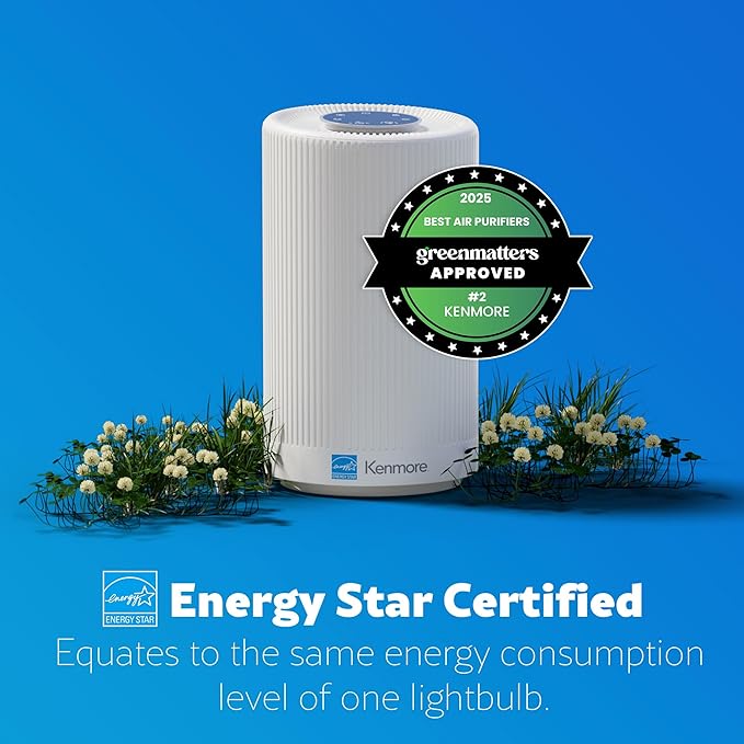 Kenmore PM1005 Air Purifier with H13 True HEPA Filter, Covers Up to 850 Sq.Foot, 25db SilentClean 3-Stage HEPA Filtration System for Office & Bedroom