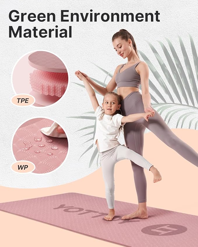 YOTTOY Yoga Mat, 72"x 32"x1/3" Extra Wide Non-Slip Exercise Fitness Yoga Mats,Eco-Friendly TPE Exercise Mats for Women Men Home Workout with Strap Bag