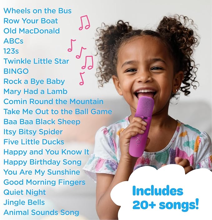 Move2Play, Karaoke Machine for Kids | Includes 20+ Kid Songs | 2 Microphones | Connect with Bluetooth | 3, 4, 5, 6, 7+ Year Old Gift | Toy for Girls, Boys, & Toddler | Birthday Present