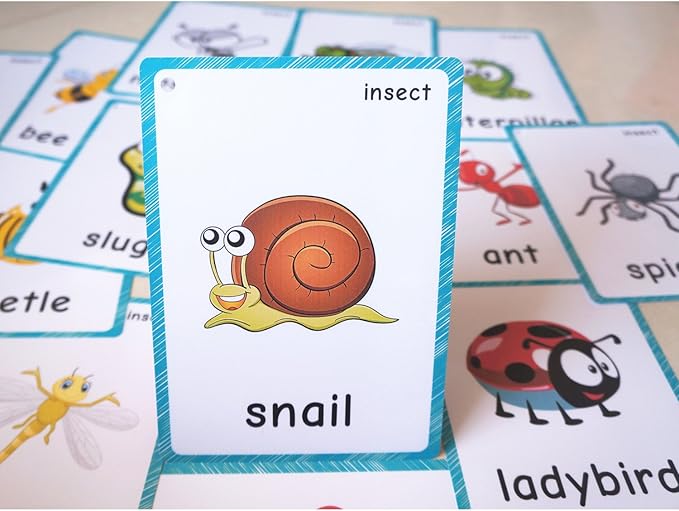 SANTSUN 14 Insects and Bugs Flashcards for Kindergarten Classroom Decoration Background Wall Stickers Teach Flash Card & Daycare Decorations Learning Cards