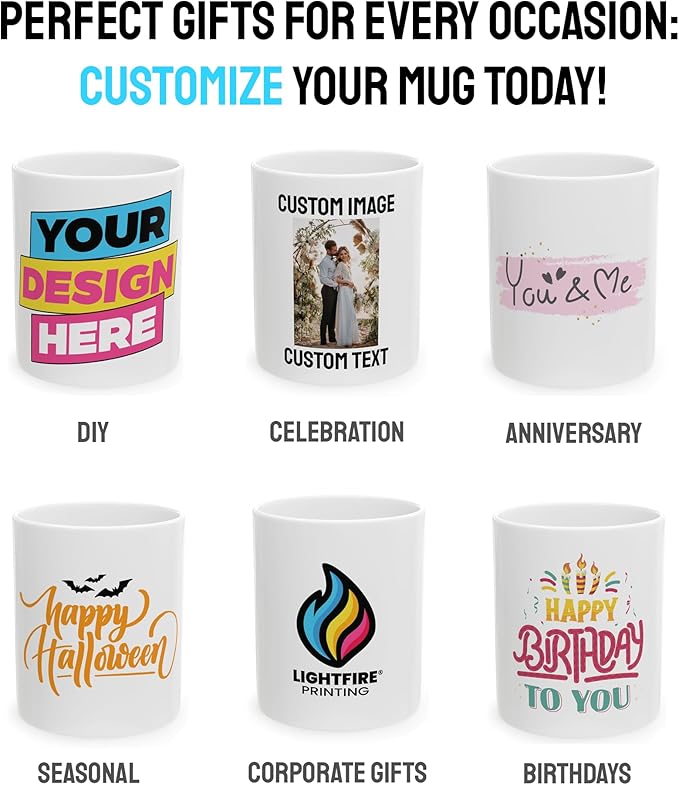 Personalized Coffee Mug – Custom Photo, Text, or Logo Ceramic Mug Tea Cup | Taza Personalizada with Picture or Message | Customized Gift Idea for Men & Women, Mom, Dad, Friends - Black/White | 15oz