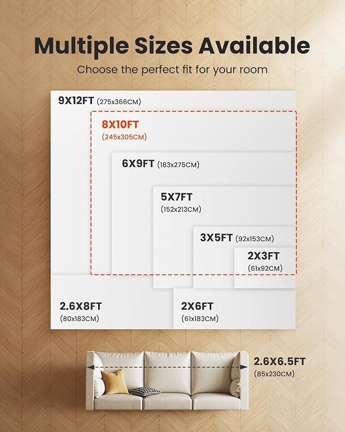 Amada 8x10 Area Rug, Modern Abstract Living Room Rug with Non-Slip Backing & Short Pile, Large Washable Rug with Abstract Pattern for Living Room, Bedroom and Dinning Room, Brown