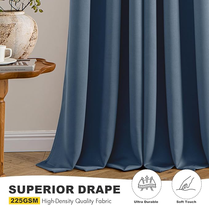 MIULEE Short Curtains for Windows - Stone Blue Blackout Half Window Curtains Thermal Insulated Privacy Drapes for Kitchen Bedroom Bathroom Grommet Top Small Basement Tiers W40 x L36 Inch 2 Panels