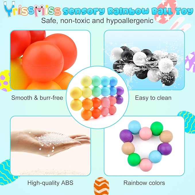 2PCS Sensory Fidget Toys for Adults Kids Teens, Easter Basket Egg Stuffers for Toddlers Boys Girls,Easter Present for Kids,Stress Balls ADHD Tools Autism Toys ,Travel Toys for Ages 5-7 8-13(I)