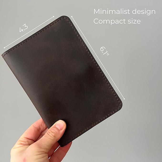 Passport Holder Compatible with AirTag Family Passport Holder Wallet for 2, 3, 4 Made from Premium Full Grain Leather and Wool Felt Brown Color. CITYSHEEP