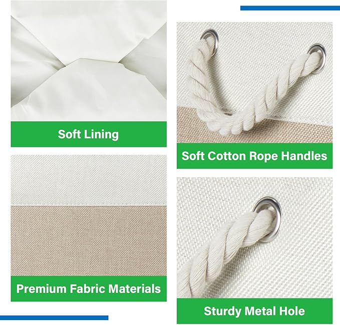 Bidtakay Large Storage Baskets for Organizing Fabric Closet Organizers Storage Bins with Handles 3-Pack 16x11.8x11.8 Inch Collapsible Baskets for Shelves Clothes Home Organization L-White&Beige