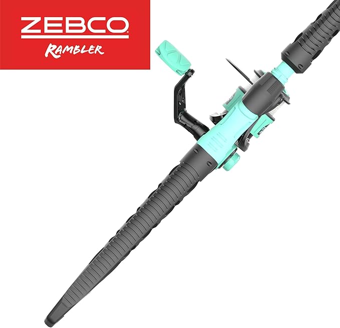 Zebco Rambler Fishing Reel and Rod Combo, Durable Fiberglass Rod with Built-in Carabiner, Patented No-Tangle Reel, Pre-Spooled with 8-Pound Zebco Fishing Line