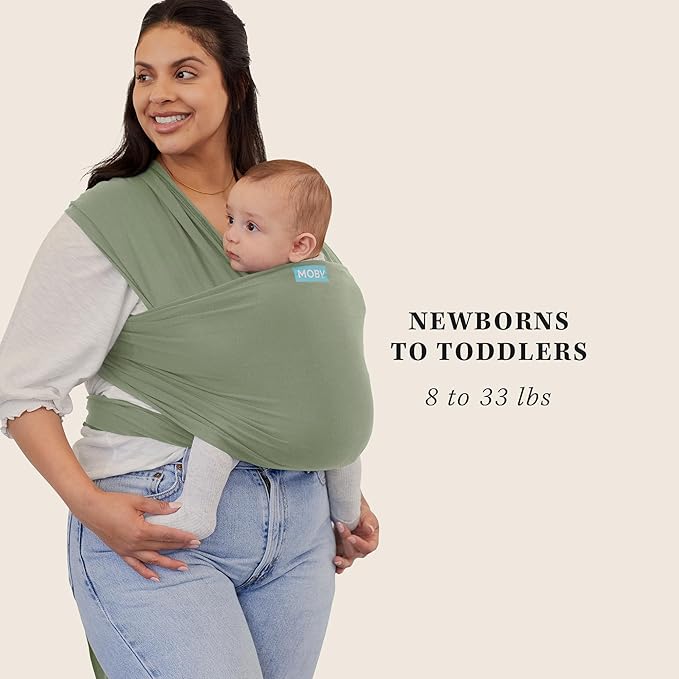 Moby Baby Wrap Carrier Classic for Newborns to Toddlers (8-33lbs), Infant Sling Carrier, Lightweight & Hands Free Design, Adjustable for All Body Types (Pear)