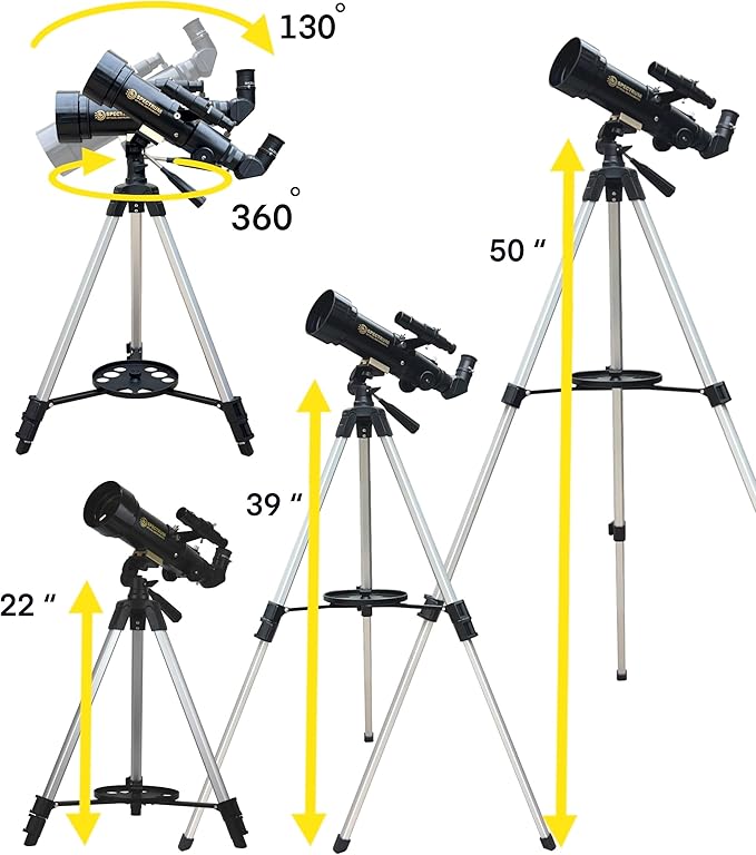 SpectrumOI Telescope for Kids & Adults - Astronomy Gift, 70mm Aperture Refractor with Carry Bag & Phone Holder