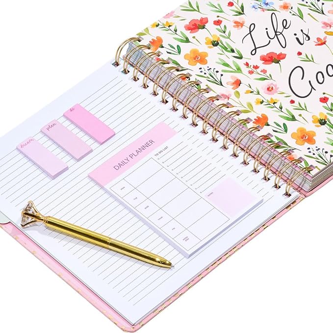 Votum August 2025 to January 2027 Large Back to School Academic Planner- Daily, Weekly & Monthly Organizer with Pens, Stickers, Sticky Notes, and a Sturdy Cover - Organized Chaos Pink
