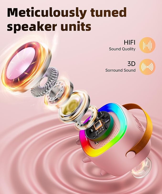 Mini Karaoke Machine Speaker for Kids Adults, Portable Bluetooth with 1 Wireless Microphones, Children's Day Birthday Gift Ideas for Toys for Teens Boys and Girls Aged 4, 5, 6, 7, 8, 9, 10, 11, 12+