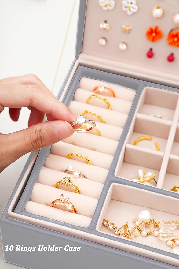 Womens Earring Jewelry Box for Girls Jewelry Earring Organizer Box Earring Holder Organizer for Girls Jewelry Organizer Earring Boxes for Women Girls Stud Earring Organizer Jewelry Box Grey