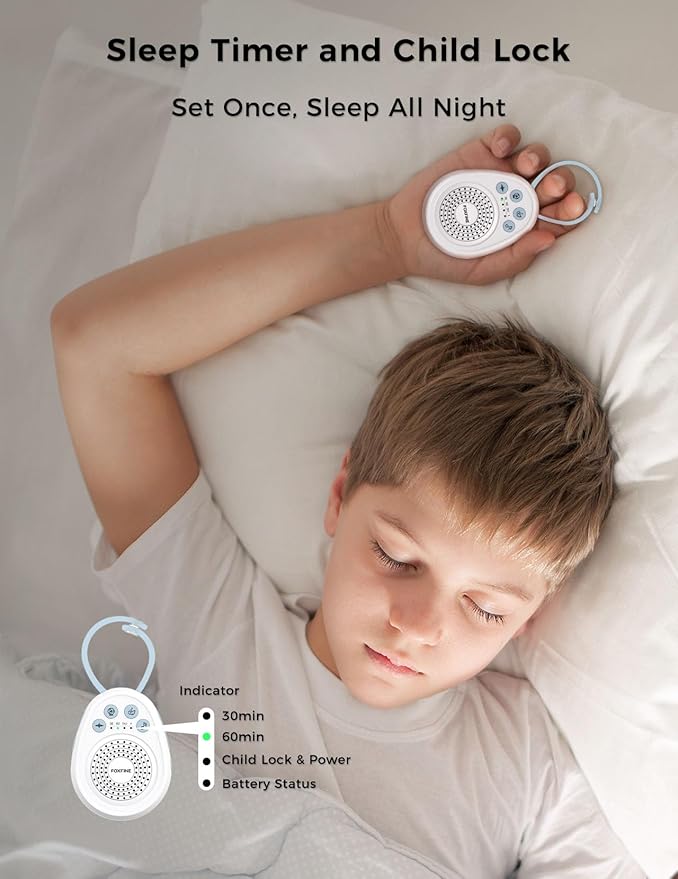 FOXFINE White Noise Machine, Portable Sound Machine with 30 Soothing Sounds, Timer, for Sleeping, Baby, Adults, Home & Travel, Blue