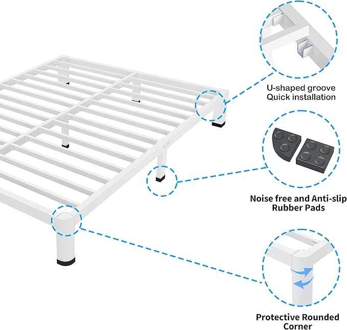 ROIL 7 Inch White Queen Bed Frame - Image 5