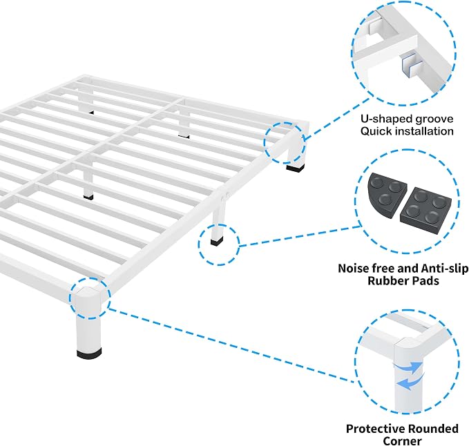 ROIL 4 Inch White Twin Bed Frame - Image 5