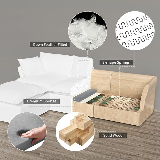 Waterproof Ottoman, Down Filled Comfort Footrest, Modular Sectional Cloud Sofa - Image 4