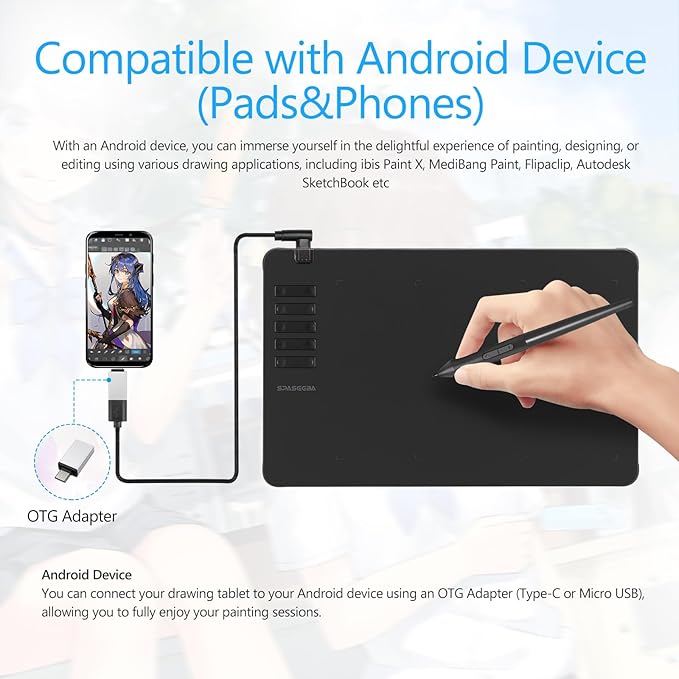 T906 Graphics Drawing Tablet, 10x6.25 Inch Digital Art Tablet with 8192 Pressure Sensitivity Battery-Free Stylus, 10 Shortcut Keys, Ultra-Thin Pen Tablet for Mac, Windows PC and Android