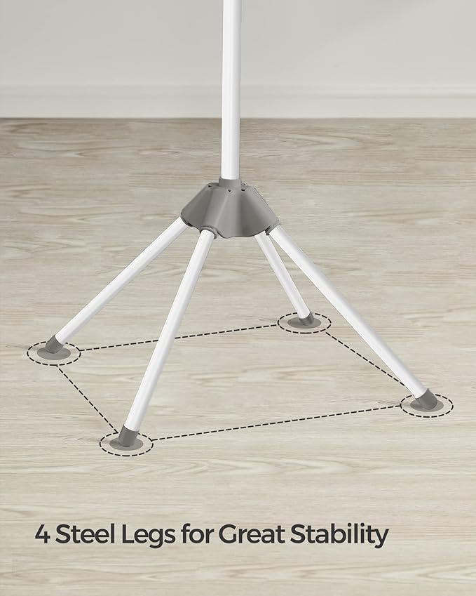 SONGMICS 2-Tier Clothes Drying Rack, 72-Inch Folding Laundry Drying Rack with 3 Rotatable Arms for Hangers, 24 Clips, Stainless Steel, for 27 Pieces of Clothes, Gray and White ULLR512G01