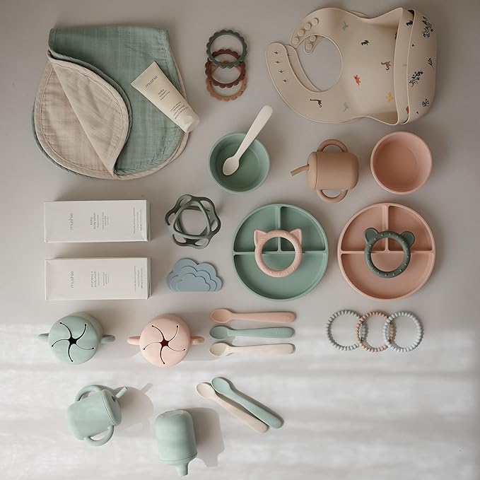 mushie 100% Silicone Baby Sippy Cup | 6 Months+ (Cambridge Blue)