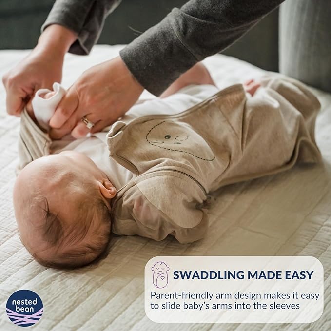 Nested Bean Air 6-in-1 Adaptable Baby Sleep Sack - Unweighted - Comfort & Safety for Natural Sleep, Preferred Arm Position Reduces Startle Reflex, Better for Baby, NB (7-13lbs) Sand