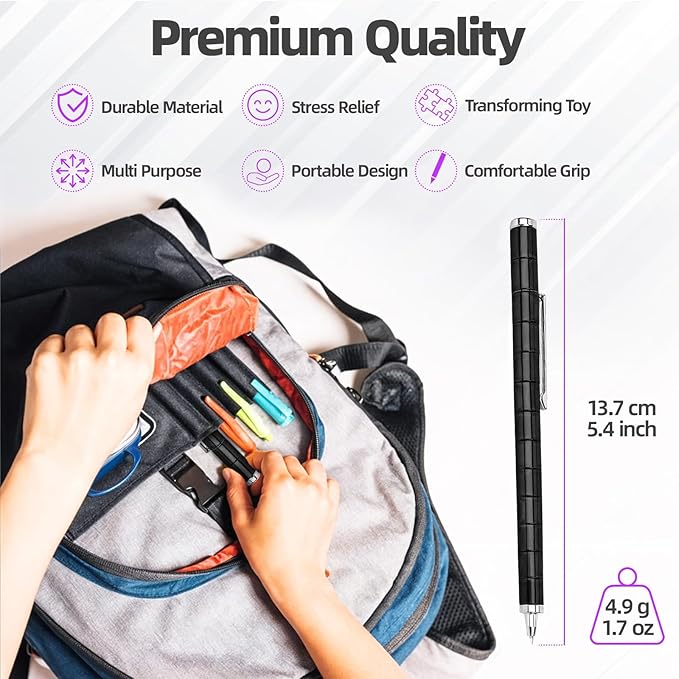 Magnetic Fidget Pen Toys - Multifunctional Writing Novel Pen for Friends, Kids, Boys, Girls, Teens 8+, Office Teacher Birthday Party Gifts, Stress & Anxiety Relief(Black)