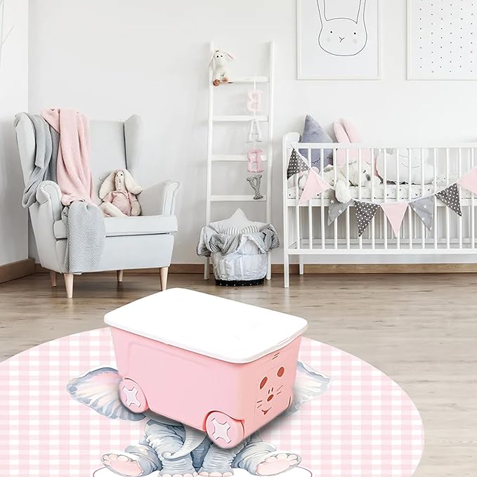 Custom Nursery Crib Bedding Set: Personalized Name 4 Piece Pink Checkered Elephant Pattern Baby Crib Sets for Girls - Toddler Double Layer Blanket Set, Comfortable Crib Bed Sheets for Baby Toddlers