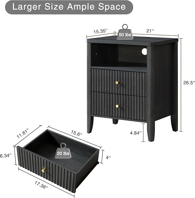 Set of 2 Fluted Nightstands - Image 3