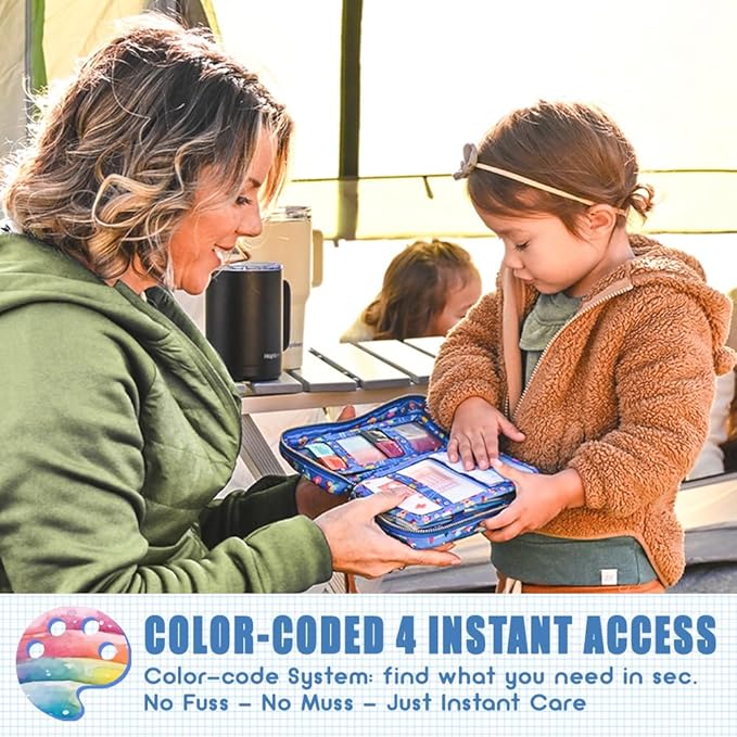 EVERLIT Care Rescue Pack | Family-Friendly First Aid Kit for Kids with 200 Pcs Medical Supplies | Travel-Friendly Compact Storage Bag for Home, Car, Travel, Camping, Adventure (Splatter)