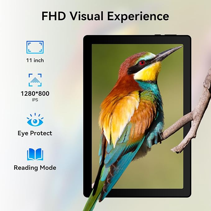 Tablet, Android Tablet 10.95",16GB RAM 128GB ROM 1TB Expansion, Octa-Core, Android 14, 1280x800 FHD, Dual Camera, WiFi6, BT5.3, 6800mAh Battery