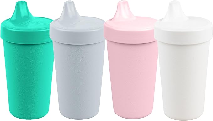 Re-Play Made in USA 10 Oz. Sippy Cups for Toddlers, Pack of 4 - Reusable Spill Proof Cups for Kids, Dishwasher/Microwave Safe - Hard Spout Sippy Cups for Toddlers 3.13" x 6.25", Fresh