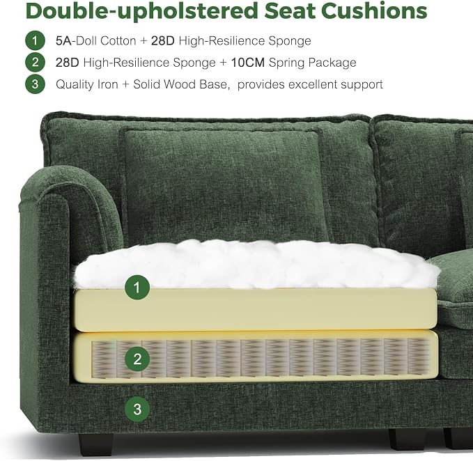 ELUCHANG 116" Luxury Modular Sectional Sofa, Comfy Deep Seat Cloud Couch - Image 5