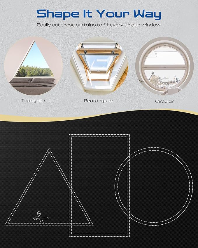 32" W x 36" L 100% Portable Blackout Curtains, Total Darkness No-Drill Black Out Window Cover,Temporary Blackout Shades with Hook & Loop Tape, for Bedroom, Nursery, Dorm, Travel (Black)