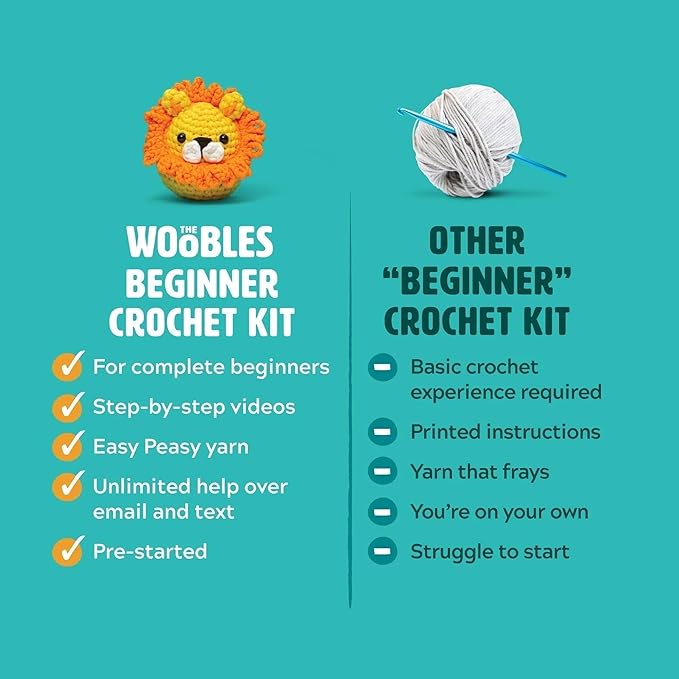 The Woobles Minecraft Crochet Kit – Beginner Crochet Kit for Adults & Kids, Easy Knitting Kit with Woobles Yarn, DIY Crafts, Crochet Animals, Minecraft Toys, Gift for Gamers & Crafters (Ender Dragon)