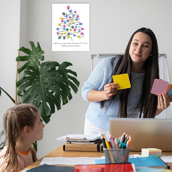 SHLINCO Thank You Teacher Gift, Suitable for Kindergarten, Elementary School and Junior High School Classroom Souvenirs, Fingerprint Art Canvas DIY, Year-End Gift for The Class Teacher