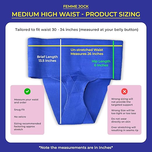 Patented Women’s Pelvic Floor Orthotic Support Belt ― Uterus Pain Relief Girdle for Dropped Bladder, Vulvar Varicosities, Postpartum Recovery, SPD | High Waist - Sapphire Blue (M)
