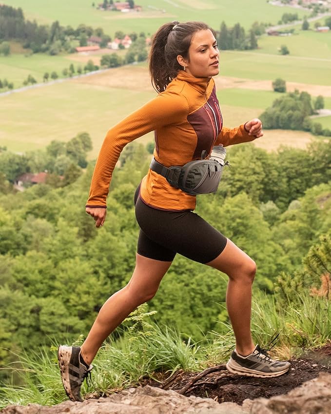 WATERFLY Fanny Pack Waist Bag: Hiking Water Bottle Holder with Strap Waist Pack for Women Men Hydration Hip Packs for Running Walking Traveling-Green