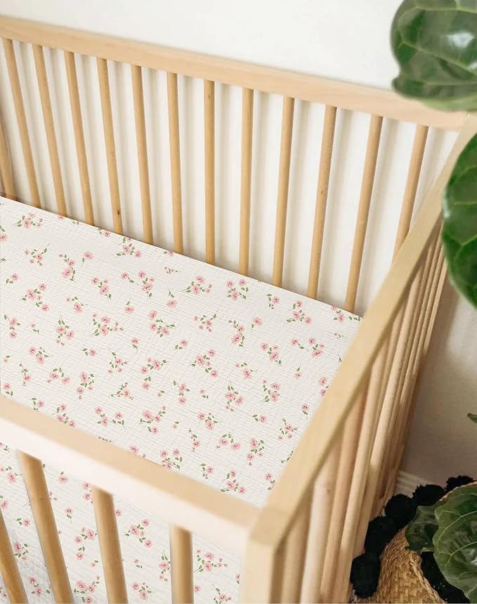 Bassinet Sheet for Baby Boy and Girl 2 Pack, Fitted Sheets for Rectangle, Oval, Hourglass Bassinet Mattress, Muslin Moses Basket Sheets with Neutral Style (Rosy)