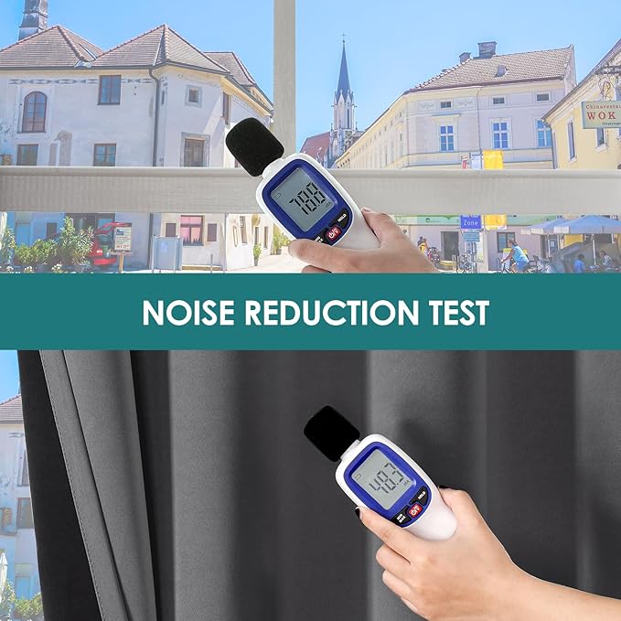 ChrisDowa 100% Blackout Curtains for Bedroom with Black Liner, 2 Thick Layers Total Blackout Thermal Insulated Grommet Window Curtains 2 Panels Set (Grey, 52 x 63 Inch)