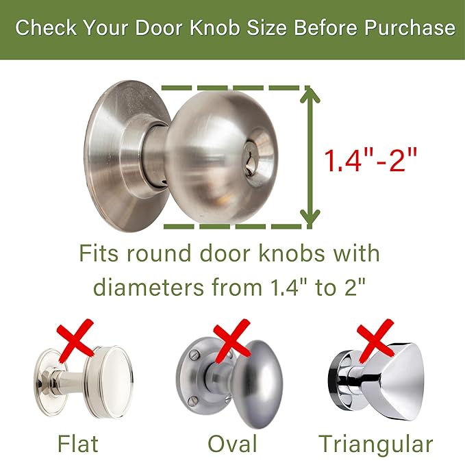 6 Pack Door Knob Safety Covers for Kids, Child Proof Door Knob Covers, Door Handle Baby Proof, Child Locks for Door, Easy to Install, White