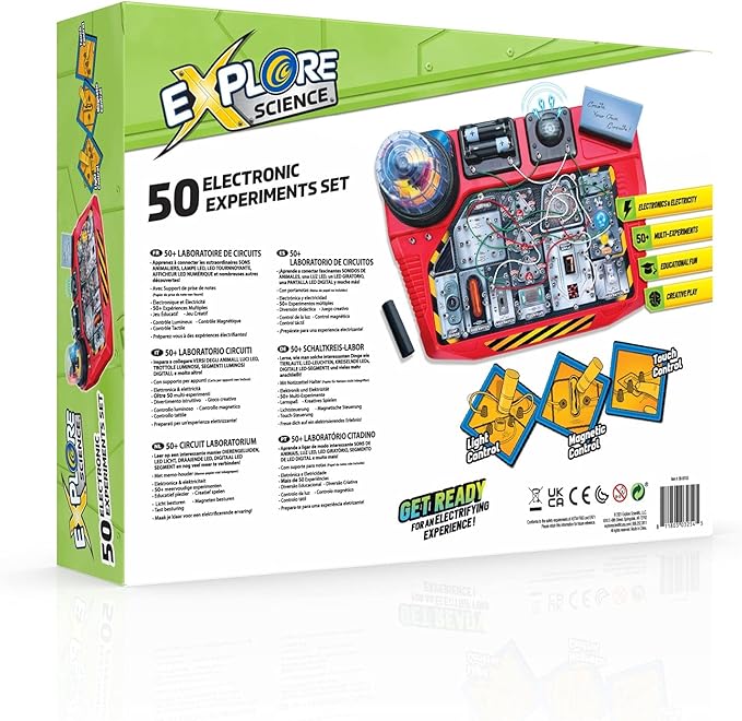 Explore Science 50 Electronic and Circuits Experiment Kit for Kids Ages 8+ Building Electrical Circuits is a Snap- STEM