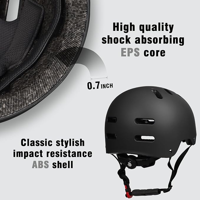 Skateboard Bike Helmet for Adults Women Men Youth Kids (2-3-5-8-14+ Years Boys Girls) - Lightweight Multi-Sport Adjustable Helmets for Bicycle Skateboard Scooter Skate Cycling