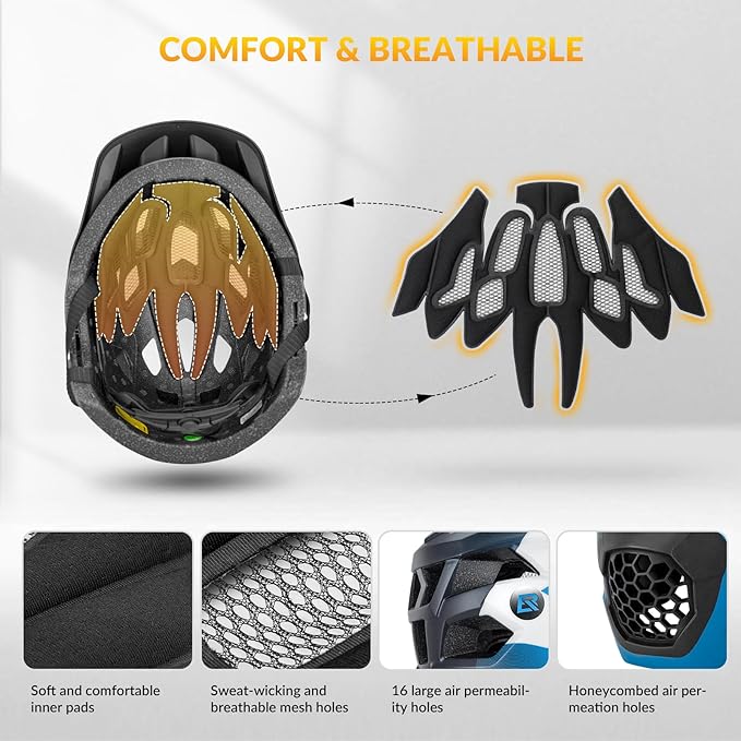 ROCKBROS Kids Bike Helmet Adjustable Detachable Full Face Bike Helmet for Children Bicycle, Skateboard, Scooter, Protective Gear